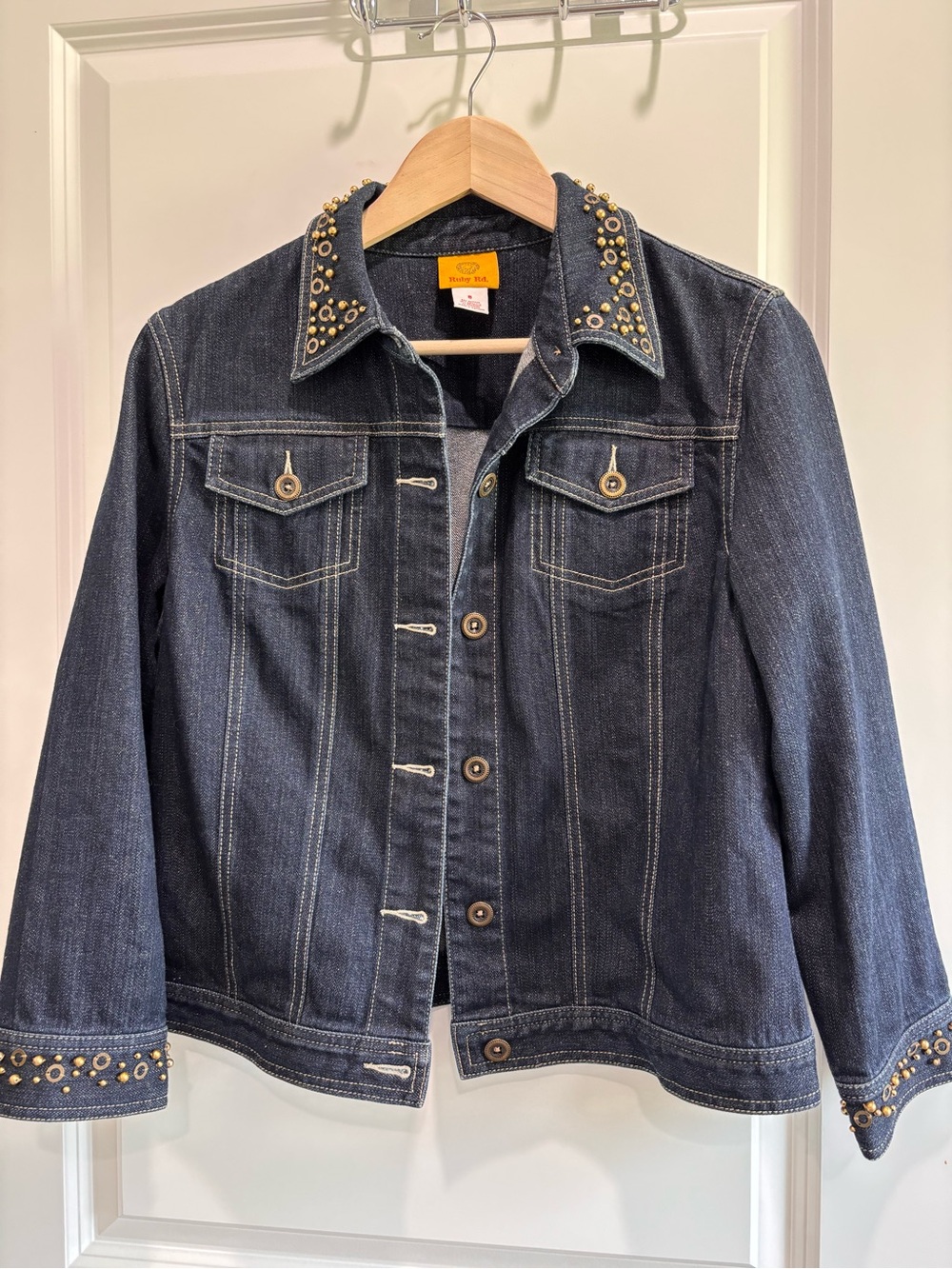 Ruby Rd. Dark Blue Studded Denim Jacket